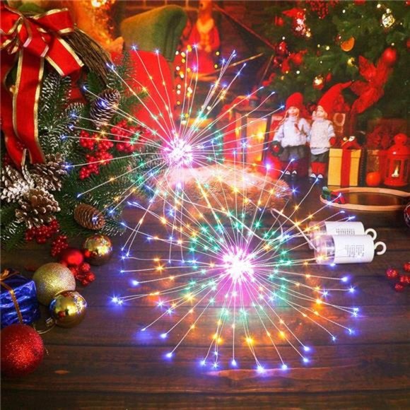 Firework Lights Starburst Lights 200 LED Copper Wire Battery Operated Hanging - Picture 3 of 6